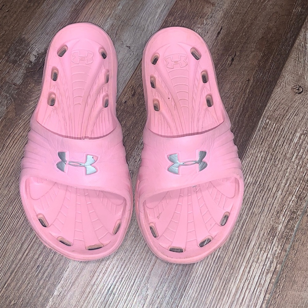 pink under armor slides